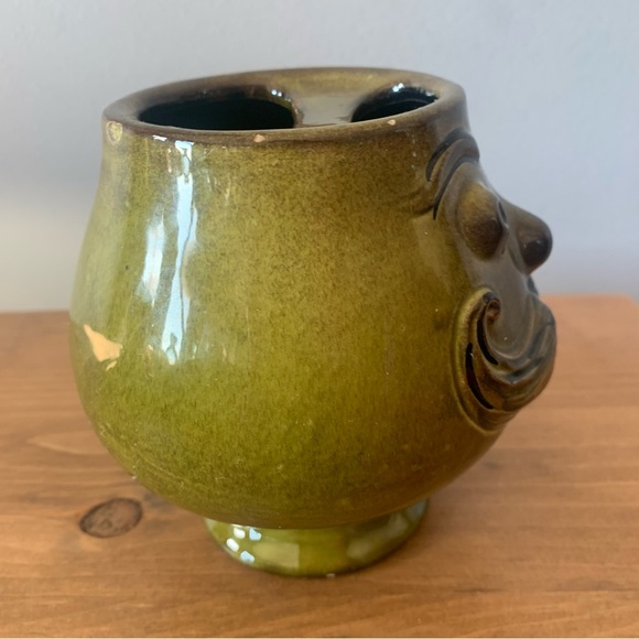 Vintage Holiday Designs USA Green Handlebar Mustache Ceramic Shaving Mug - Picture 3 of 15